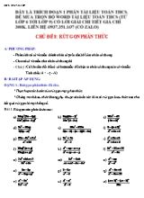 Chuyên đề Toán 8 - Chủ đề 8 Rút gọn phân thức